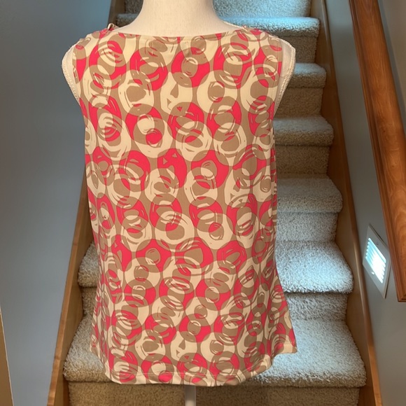 New Calvin Klein Pink and Cream Draped Neck Tank Blouse- L - Picture 2 of 3